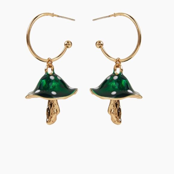 Green Mushroom Earrings M473 - Picture 1 of 3